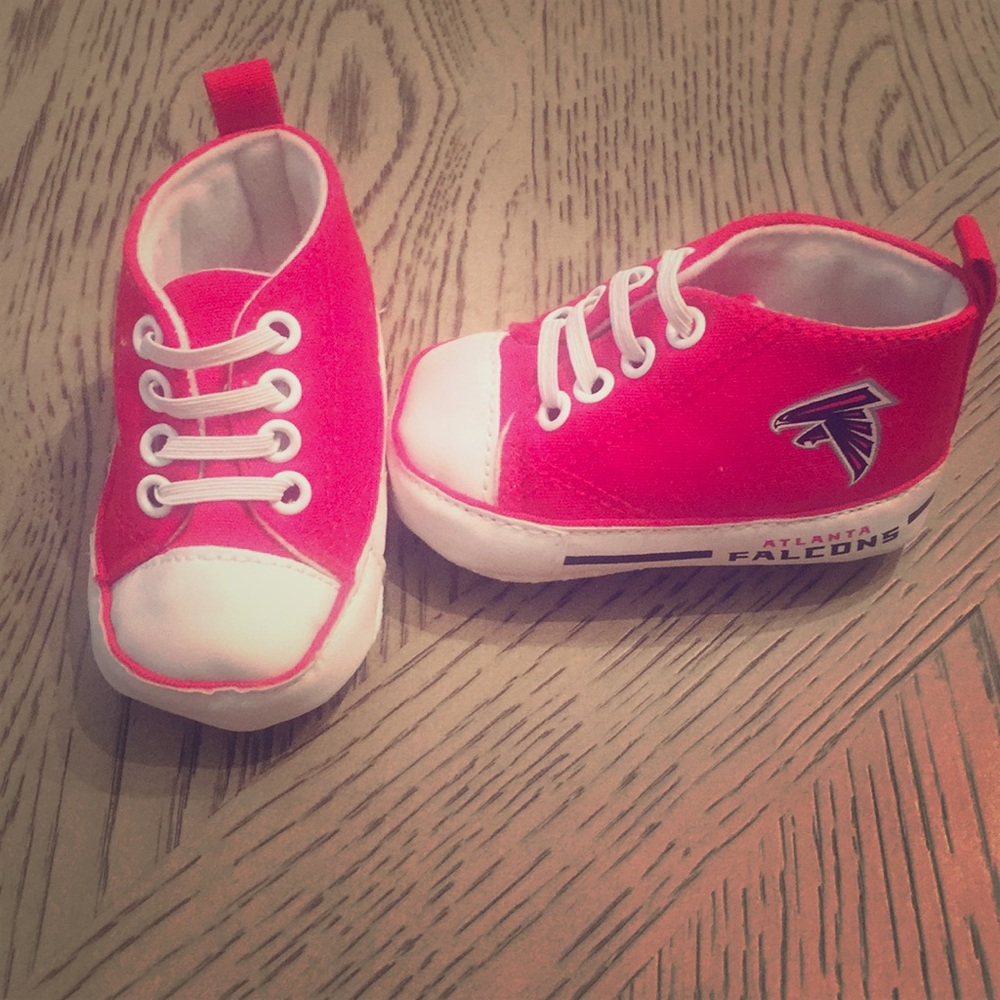 Red & white high top ATL Falcons baby shoe Sz-0